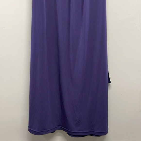 David’s Bridal One Shoulder Long Jersey Dress with Cascade Back Lapis Purple 8 - Picture 5 of 16